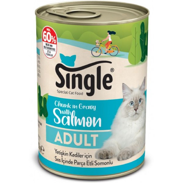 Single Sos İçinde Parça Somonlu Yaş Kedi Maması 400 gr